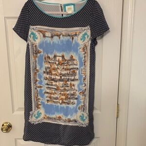 Anthropologie Maeve Polka Dot Shift Dress Silk